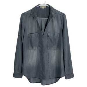 Anthropologie Cloth & Stone Chambray Gray Tencel Button Down Shirt Small